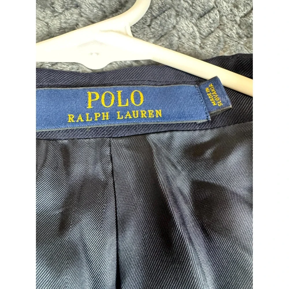 Polo Ralph Lauren Blazer Jacket Mens Blue Single Breasted Custom Fit Notch Lapel